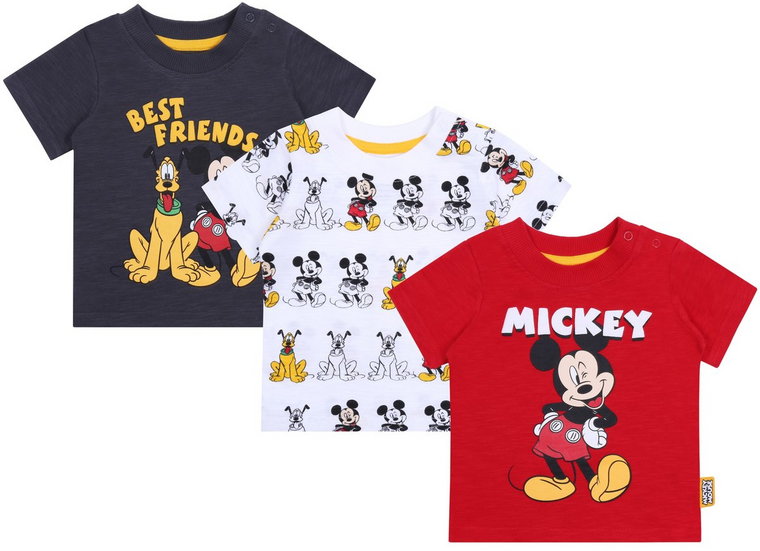 3x Szaro-biało-czerwone koszulki Myszka Mickey DISNEY