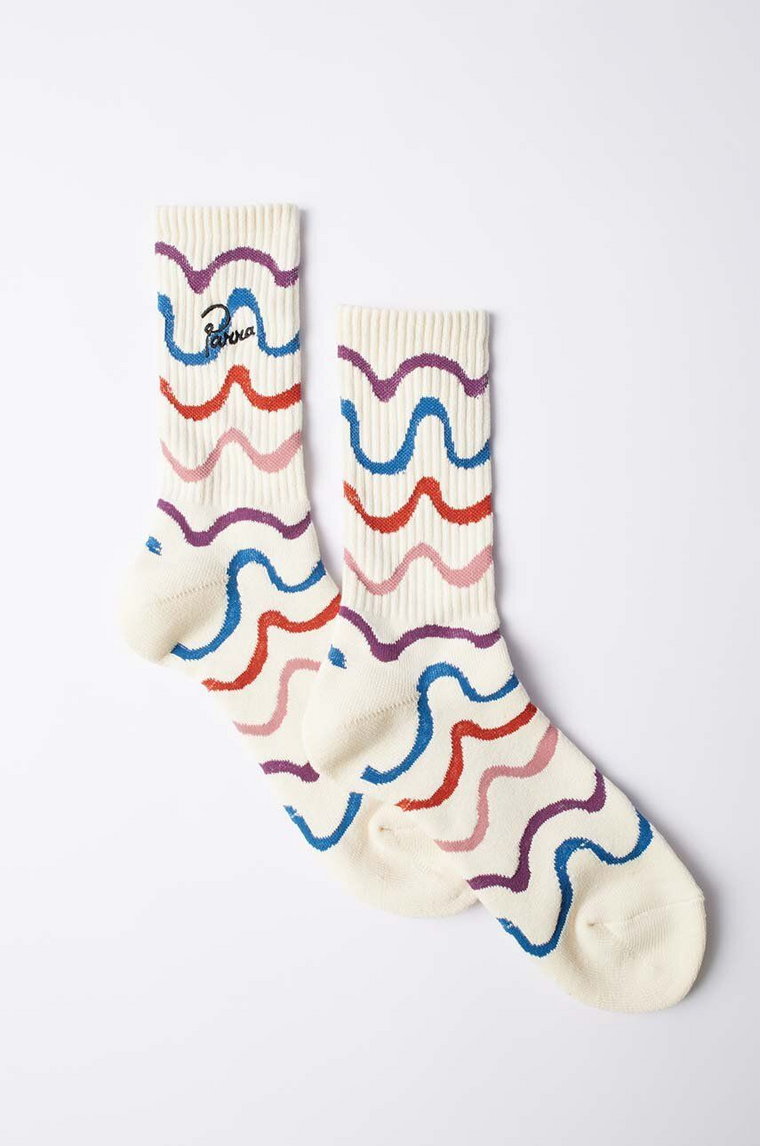 by Parra skarpetki Sock Wave Crew Socks męskie kolor biały 51360