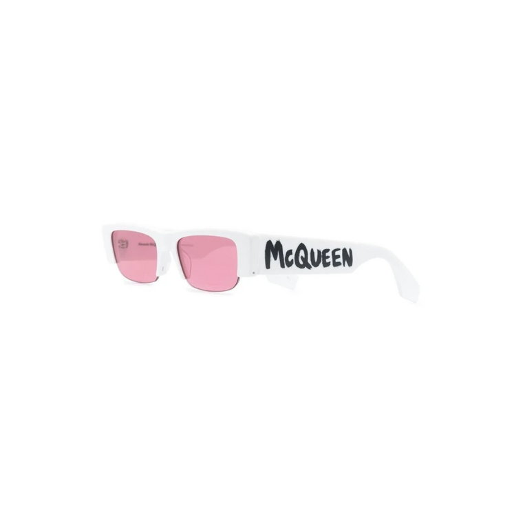 Luksusowe okulary przeciwsłoneczne w kształcie kwadratu z różowymi soczewkami Alexander McQueen