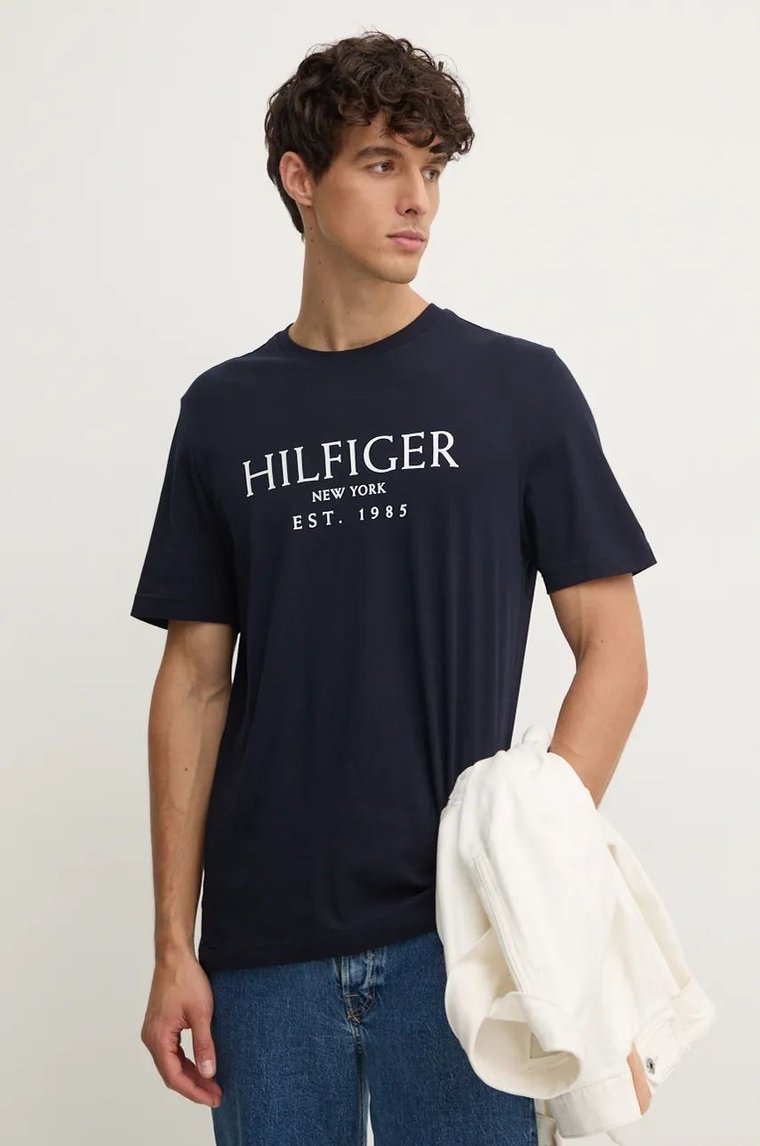 Tommy Hilfiger t-shirt bawełniany męski kolor granatowy z nadrukiem MW0MW36499