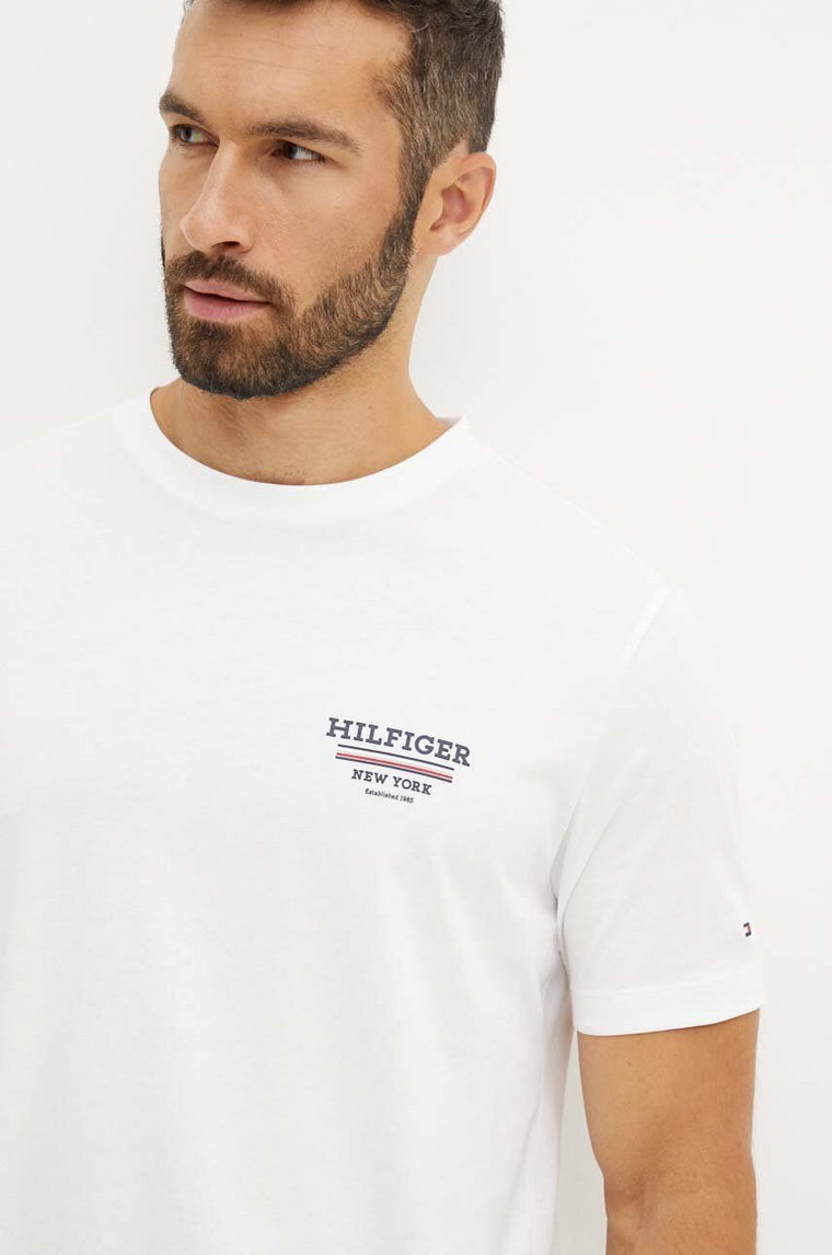 Tommy Hilfiger t-shirt bawełniany męski kolor biały z nadrukiem MW0MW36208