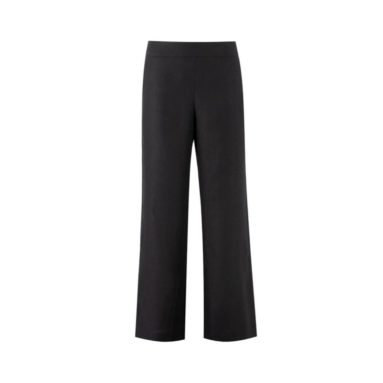 Czarne lniane spodnie z elastycznym pasem Ermanno Scervino