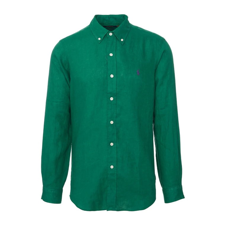 Zielona Koszula lniana dla Mężczyzn Ralph Lauren