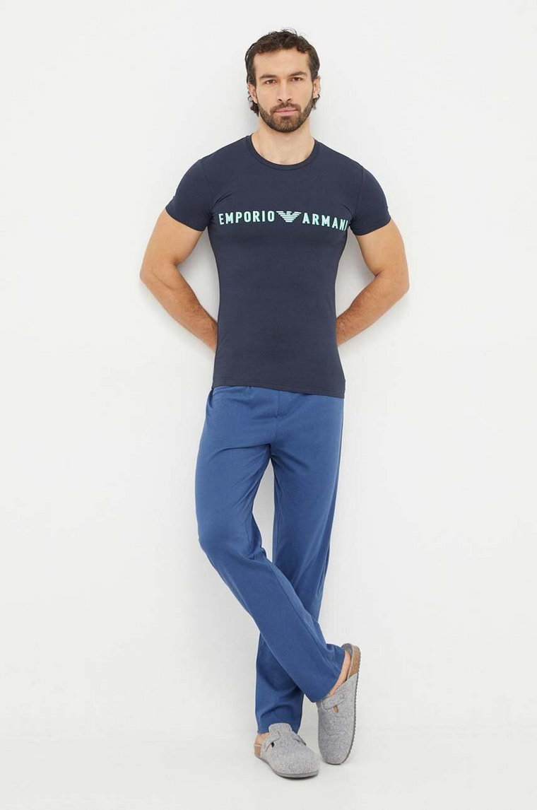 Emporio Armani Underwear t-shirt lounge kolor granatowy z nadrukiem 111035 4R516