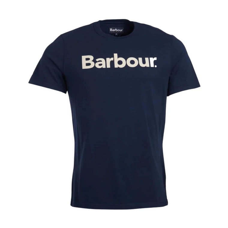 Granatowa Koszulka z Logo dla Mężczyzn Barbour