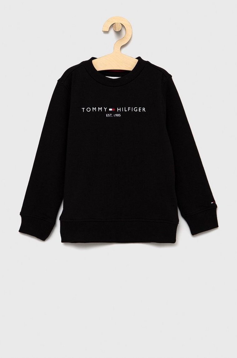 Tommy Hilfiger Bluza bawełniana dziecięca kolor czarny z aplikacją