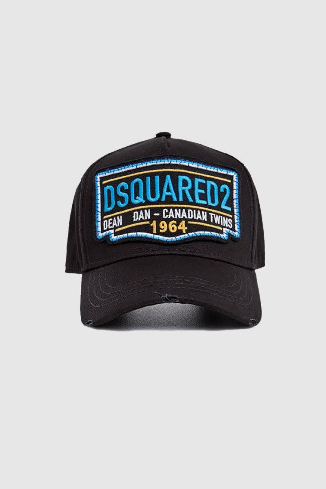 DSQUARED2 Czarna czapka bejsbolówka z niebieskim logo