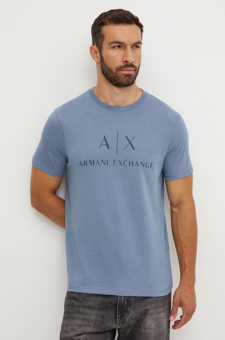 Armani Exchange t-shirt bawełniany kolor szary z nadrukiem