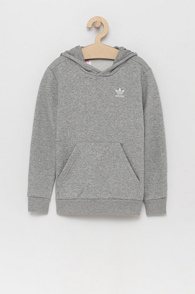 adidas Originals Bluza dziecięca H32353 kolor szary z kapturem z aplikacją