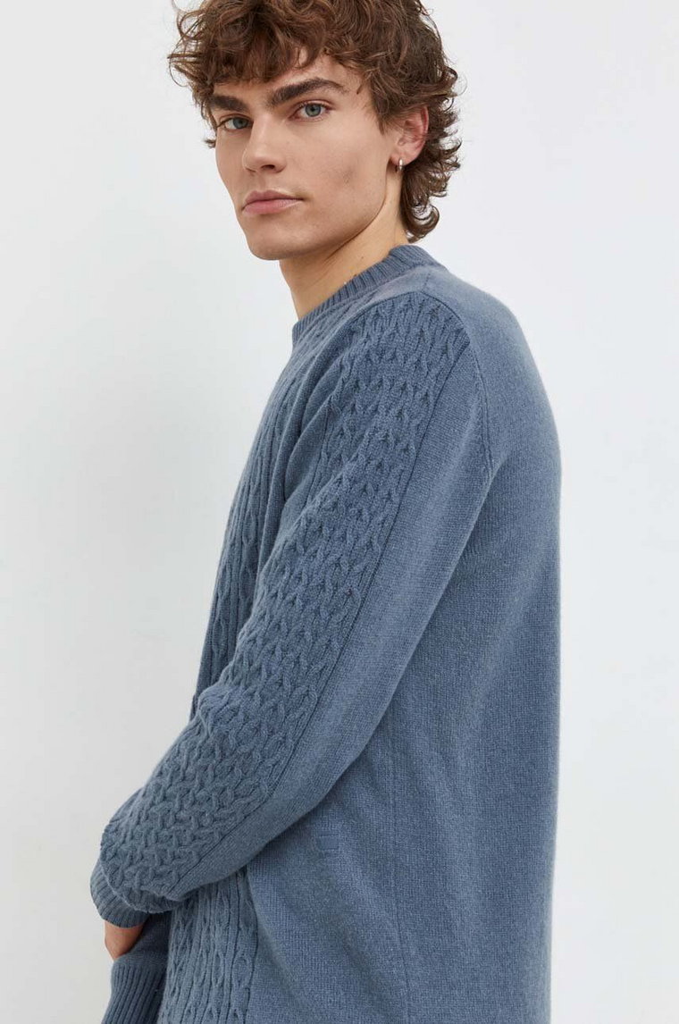 G-Star Raw sweter wełniany męski kolor niebieski lekki