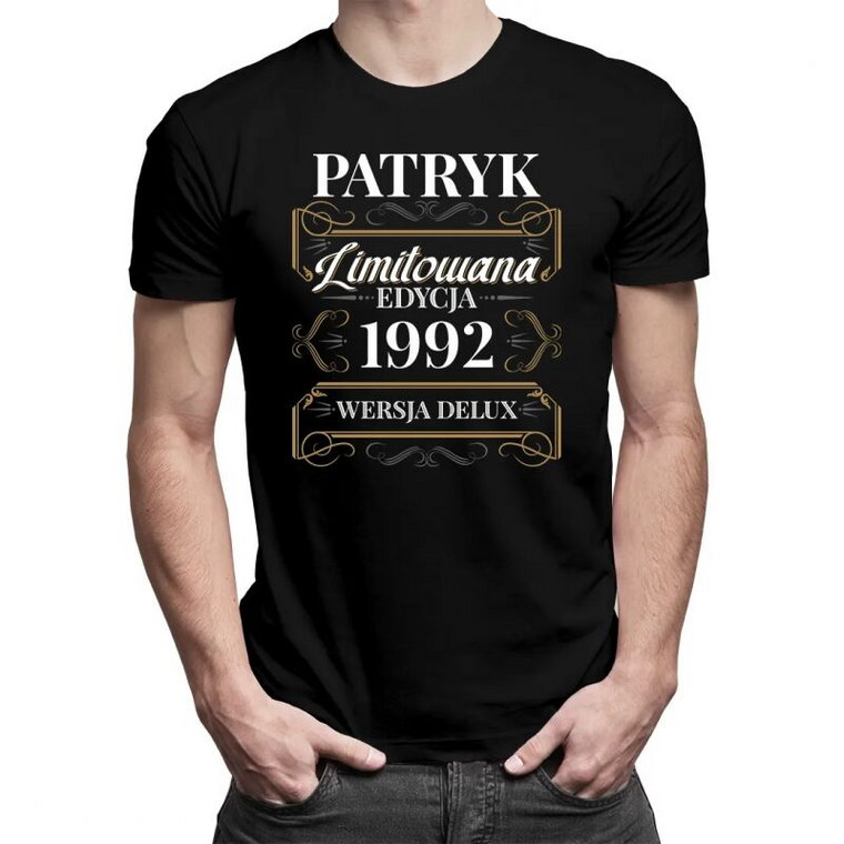 Limitowana edycja: imię + rok urodzenia (wersja delux) - męska koszulka na prezent - produkt personalizowany