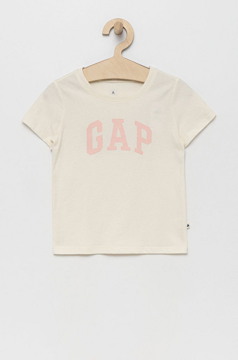 GAP t-shirt bawełniany dziecięcy kolor beżowy