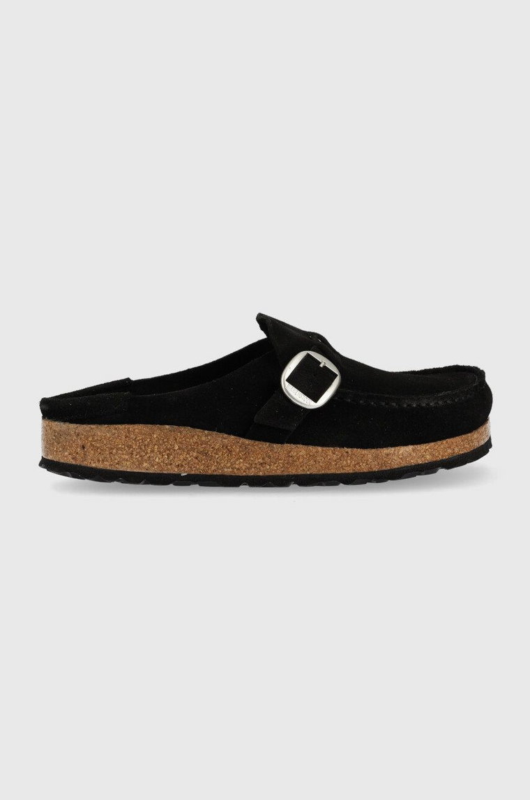 Birkenstock klapki zamszowe Buckley damskie kolor czarny 1017826