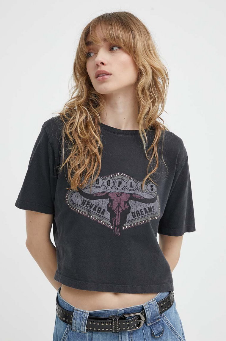 The Kooples t-shirt bawełniany damski kolor czarny FTSC28034K