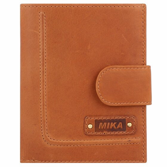 Mika Portfel Skórzany 10 cm cognac