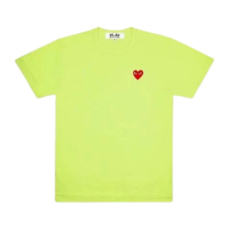 Czerwony Limonkowy T-shirt Serce Comme des Garçons Play