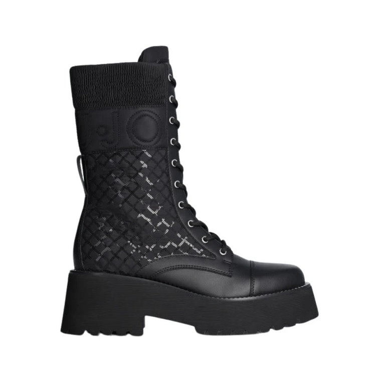 Czarne Buty Combat z Cekinami Liu Jo