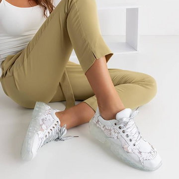 Białe damskie sportowe buty z cekinami Polja - Obuwie