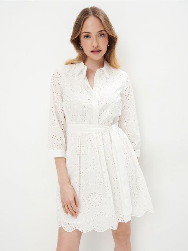 Mohito - Bawełniana sukienka mini - biały