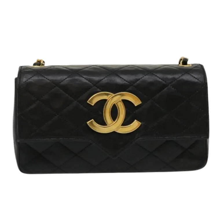 Używana Czarna Skórzana Torba Chanel Flap Chanel Vintage