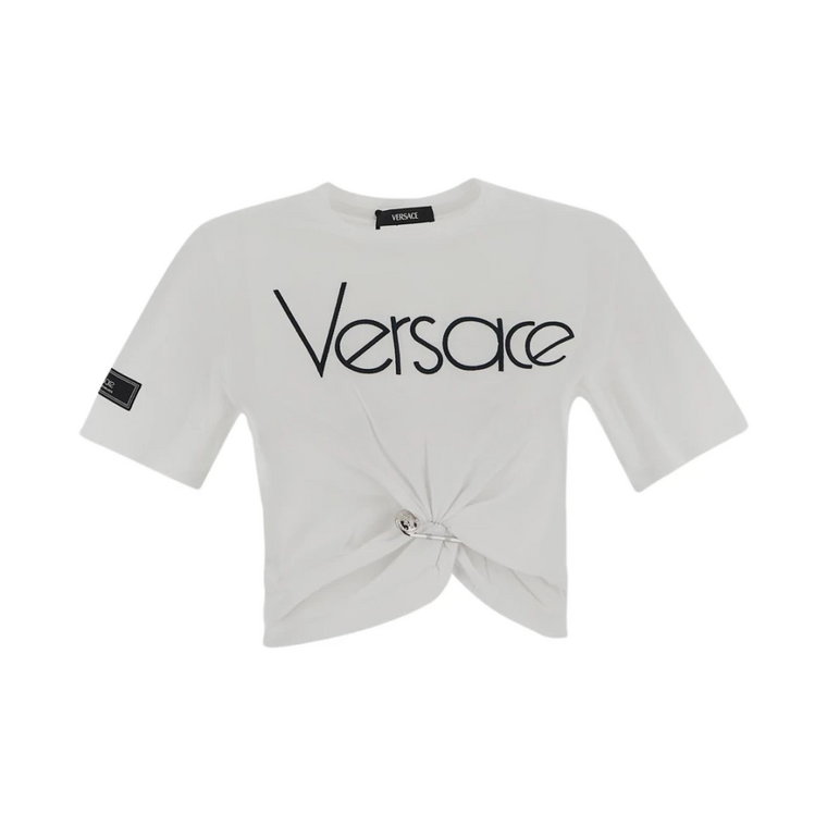 Koszulka z logo i agrafką Versace