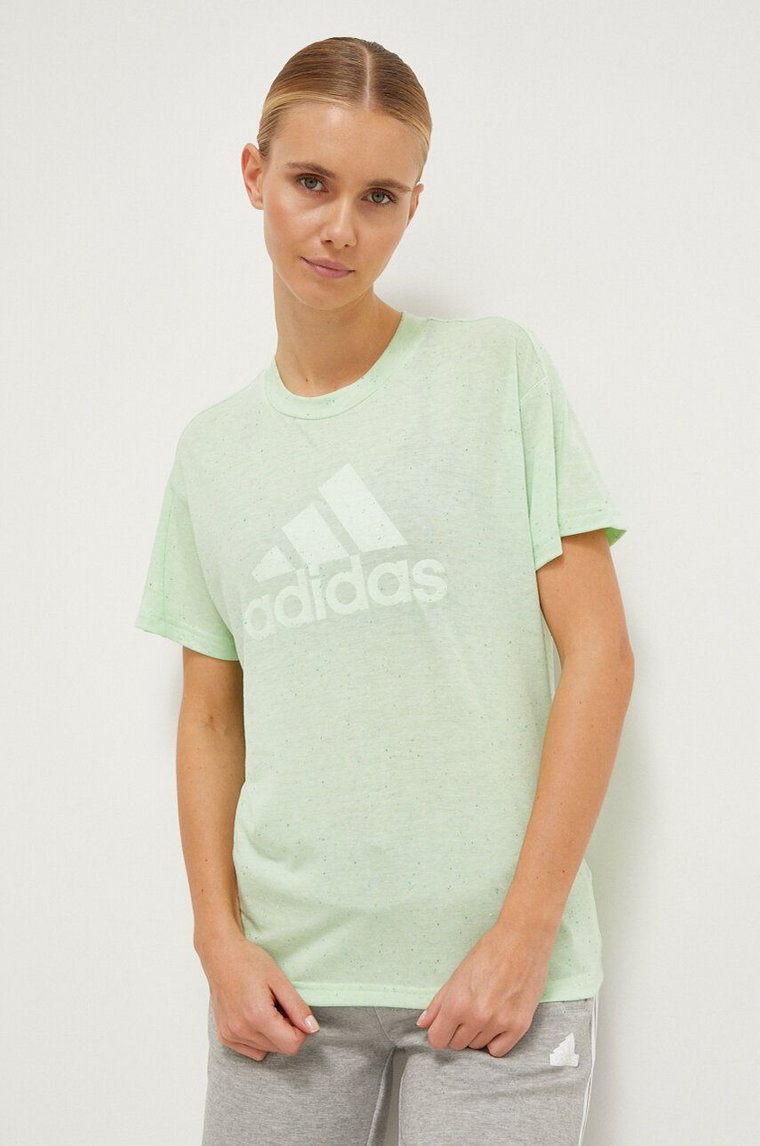 adidas t-shirt damski kolor zielony IS3624