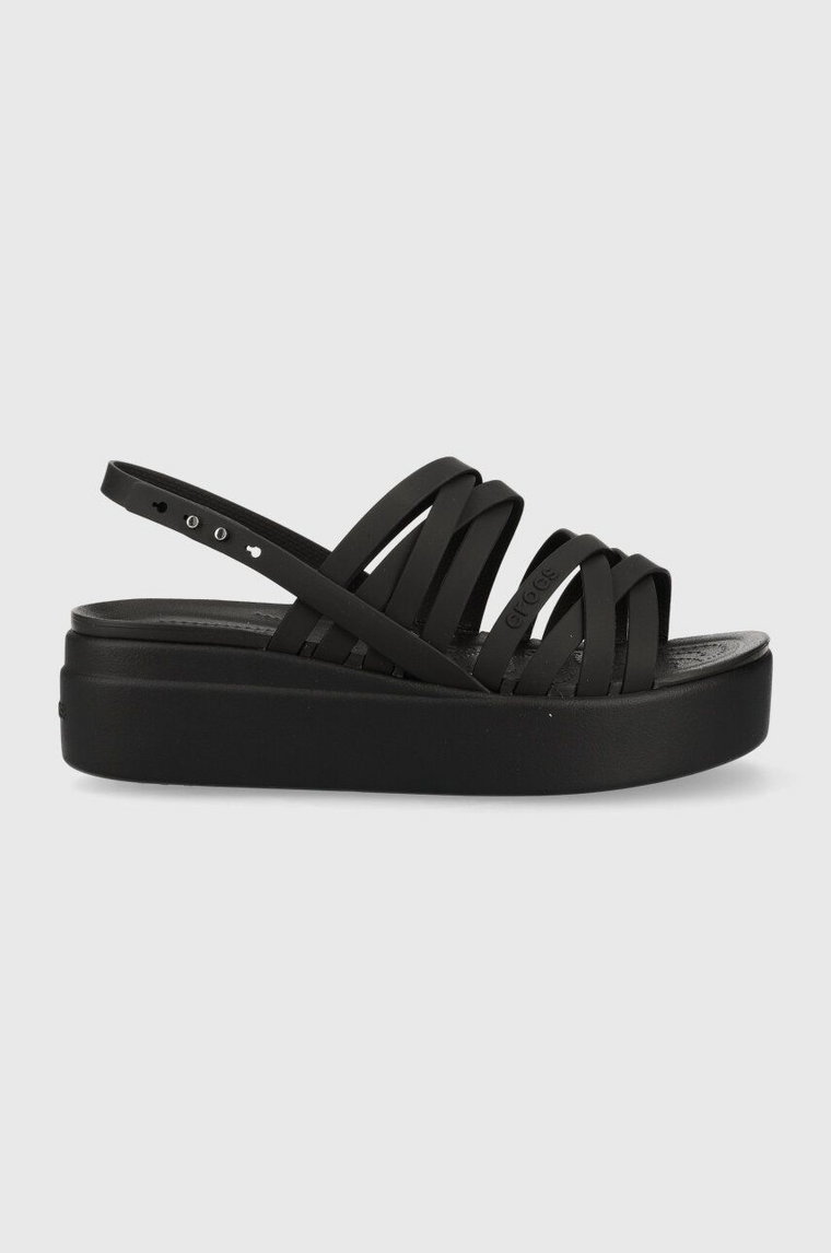 Crocs sandały Brooklyn Strappy Low Wedge damskie kolor czarny na platformie 206751