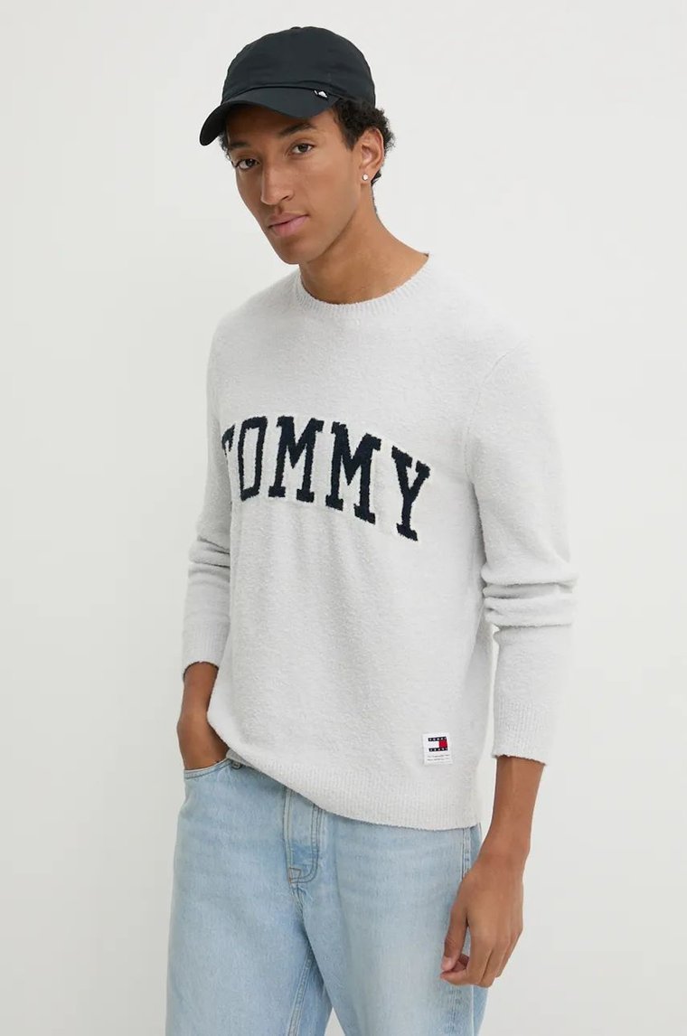 Tommy Jeans sweter z domieszką wełny męski kolor szary  DM0DM19439