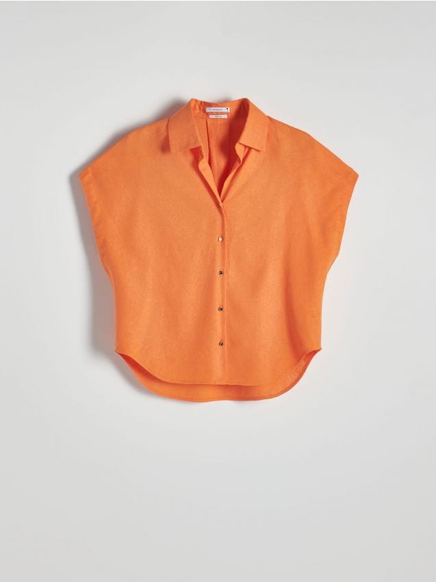 Reserved - Koszula z lnem - pomarańczowy