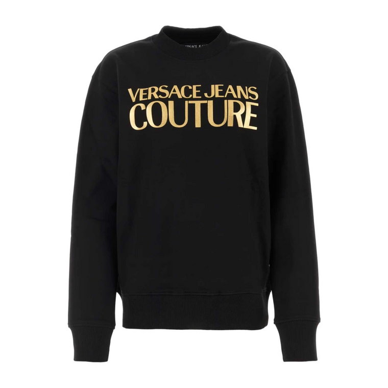 Czarny bawełniany sweter Versace Jeans Couture