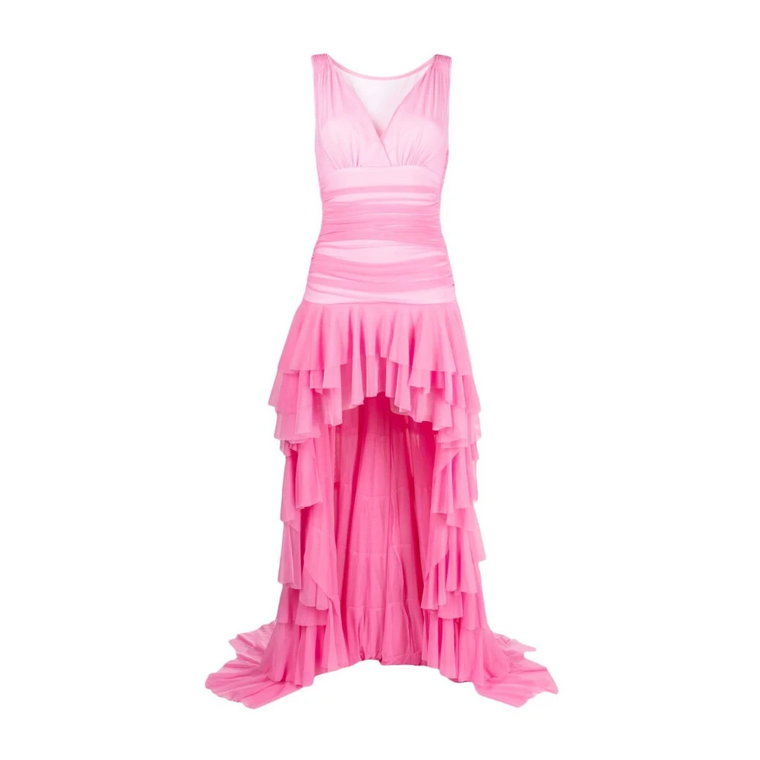 Różowa Sukienka z Marszczeniami Norma Kamali
