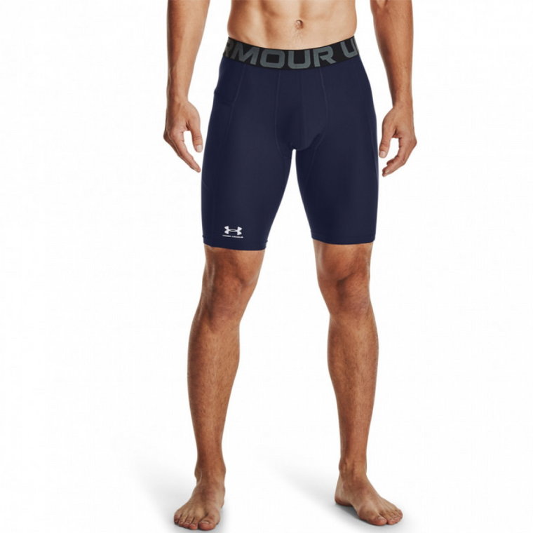 Męskie legginsy krótkie treningowe Under Armour HeatGear Pocket Long Shorts - granatowe