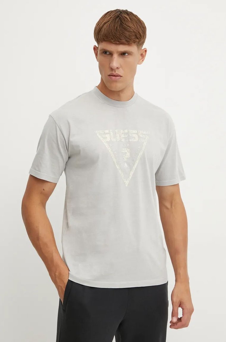 Guess t-shirt bawełniany ALIOTH męski kolor szary z nadrukiem Z4BI05 K8FQ4