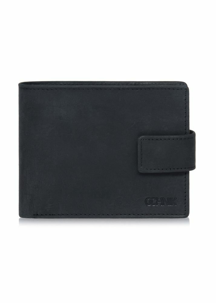 Mały czarny skórzany portfel męski