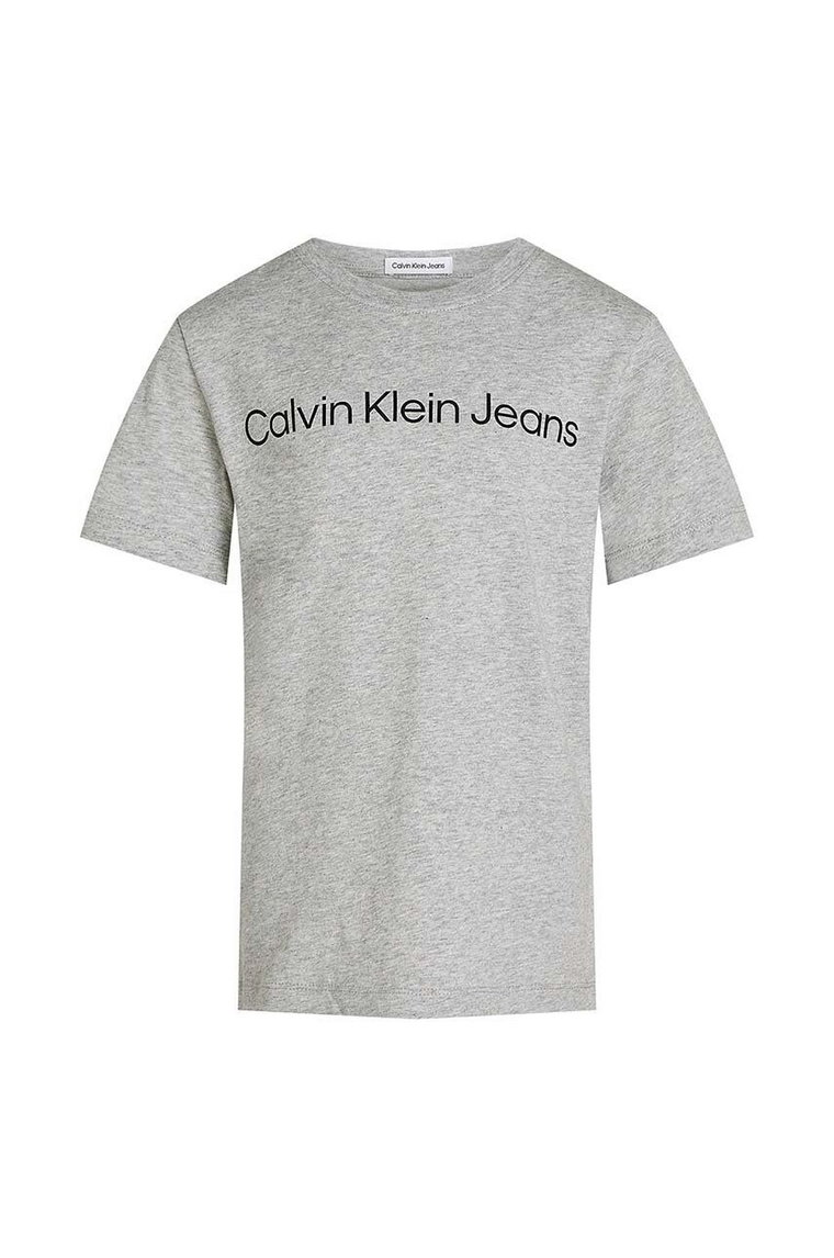 Calvin Klein Jeans t-shirt bawełniany dziecięcy kolor szary z nadrukiem IU0IU00599
