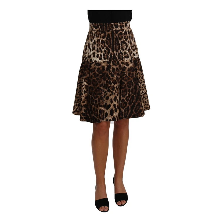 Brown A-Line Leopard Print Skirt Dolce & Gabbana
