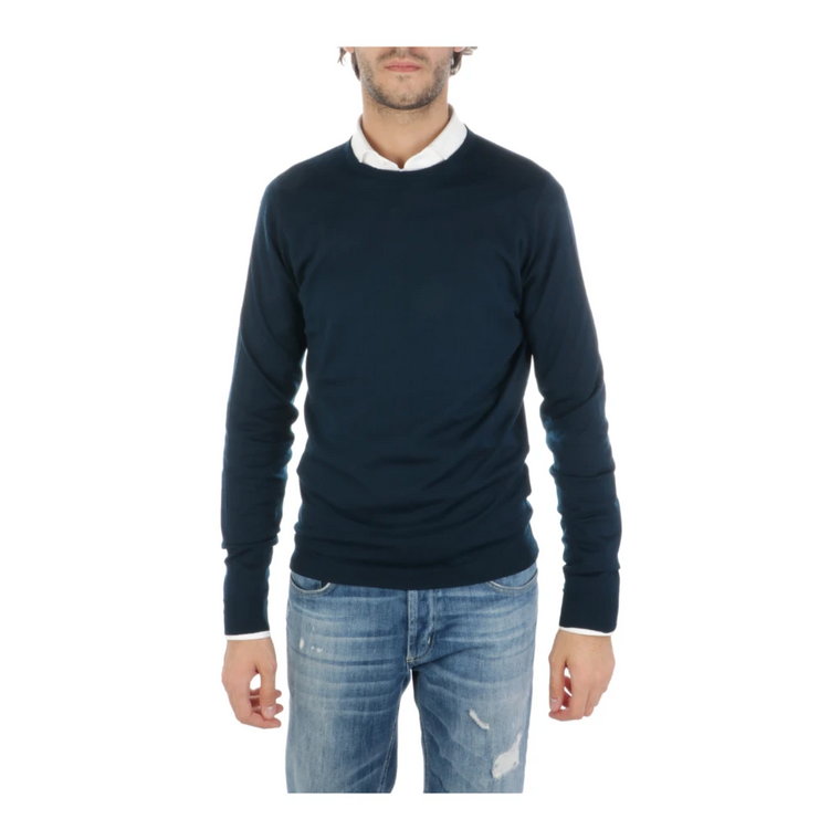 Men Clothing Sweter Blue Aw22 John Smedley