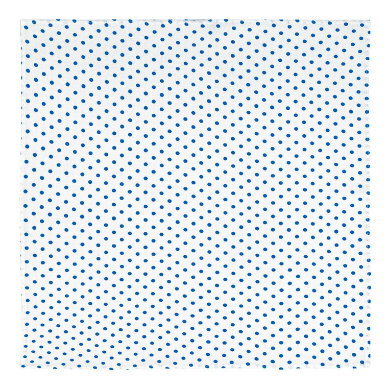 Poszetka bawełniana biała w niebieskie groszki / kropki EM