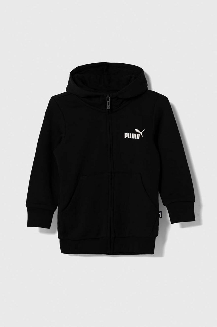 Puma bluza dziecięca ESS Small Logo Full-Zip Hoodie TR G kolor czarny z kapturem gładka