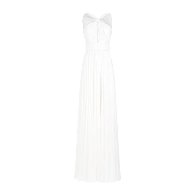 Biała Długa Sukienka z Jedwabiu na Szyję Giambattista Valli