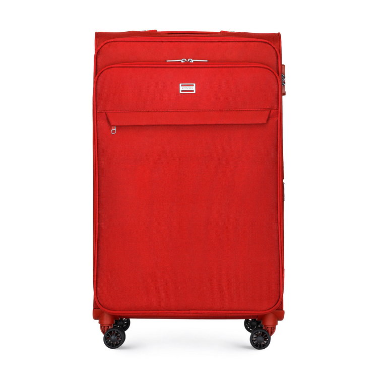 Duża walizka miękka jednokolorowa czerwona