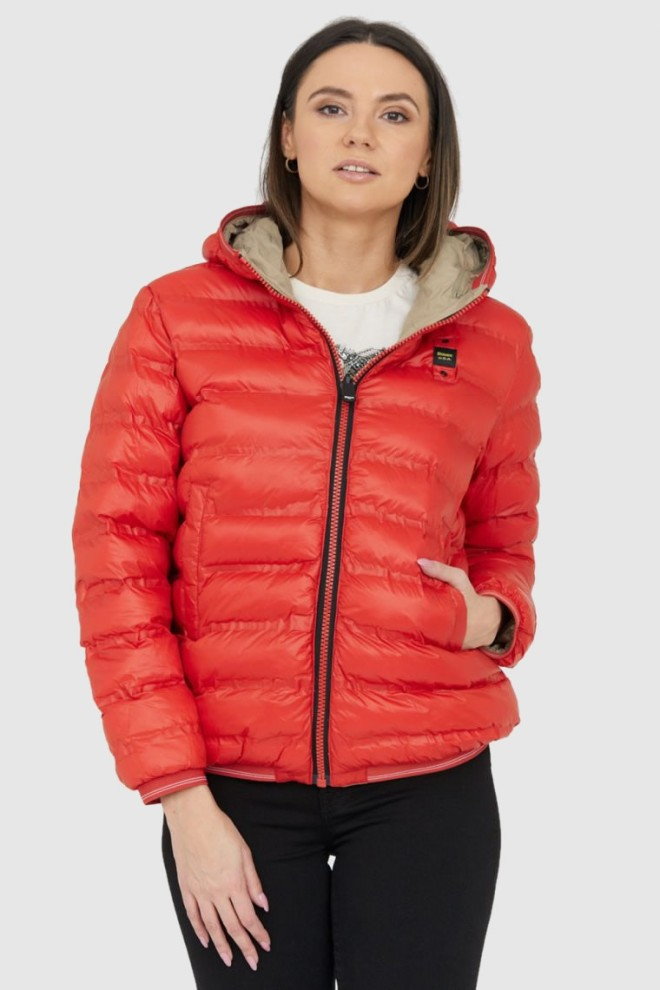 BLAUER Pomarańczowo-beżowa dwustronna kurtka Stella reversible down jacket