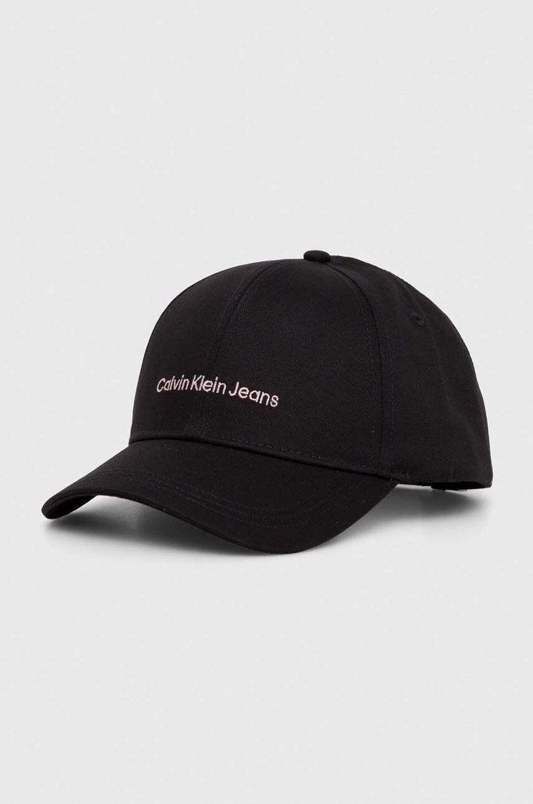 Calvin Klein Jeans czapka z daszkiem bawełniana kolor czarny z aplikacją