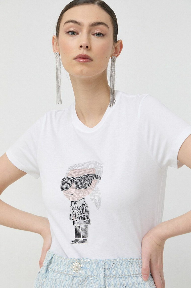 Karl Lagerfeld t-shirt bawełniany kolor biały