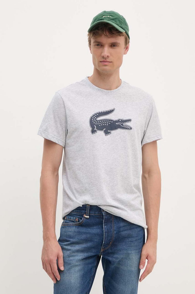 Lacoste t-shirt Koszulka Lacoste Tee-shirt TH2042 MNC męski kolor szary z nadrukiem