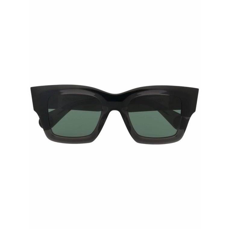 Czarne Okulary Przeciwsłoneczne w Kształcie Prostokąta z Zielonymi Soczewkami Jacquemus