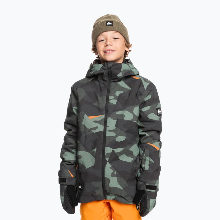 Kurtka snowboardowa dziecięca Quiksilver Mission Printed puzzle camo sea spray