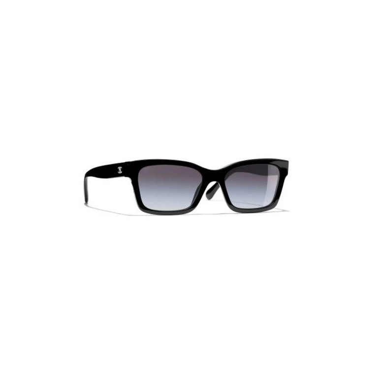 Czarne okulary przeciwsłoneczne, oryginalne etui, ścierka do czyszczenia Chanel