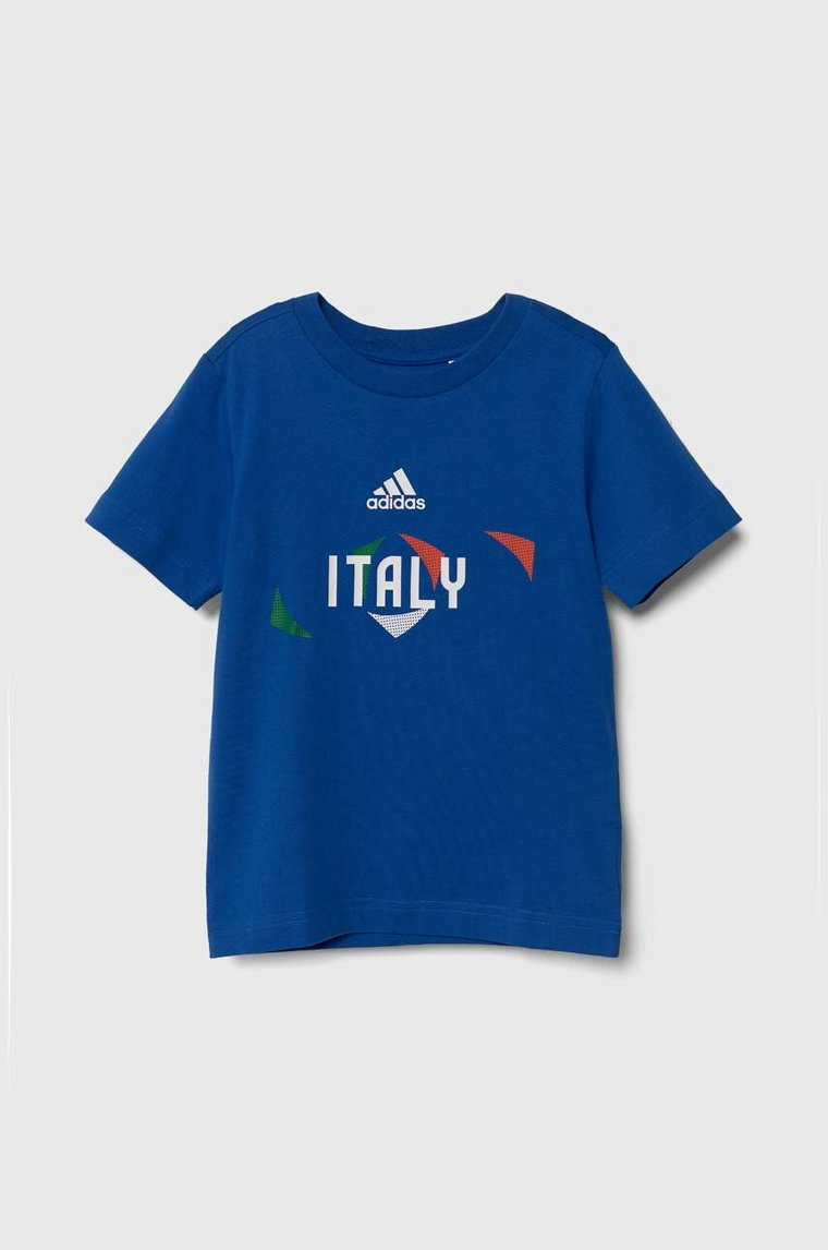 adidas Performance t-shirt bawełniany dziecięcy kolor niebieski z nadrukiem