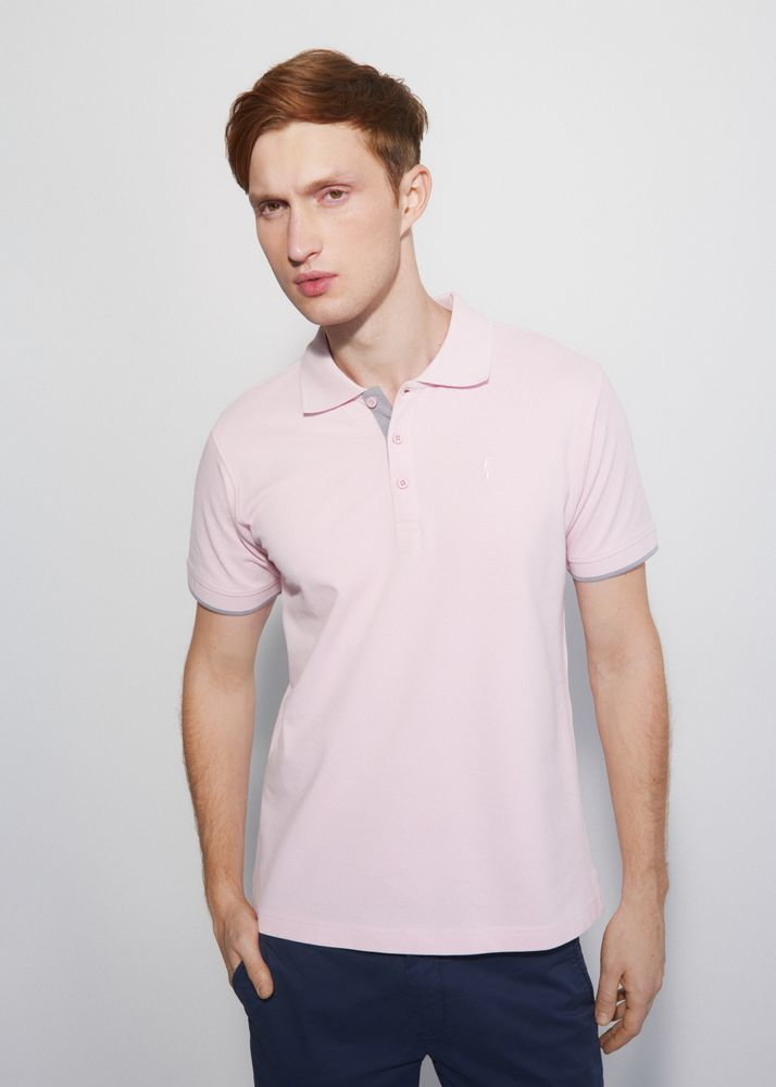 Różowa koszulka polo męska
